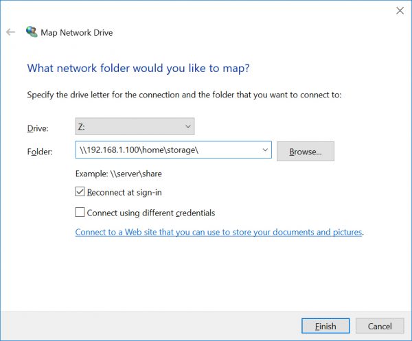Map network drive for NFS on Windows